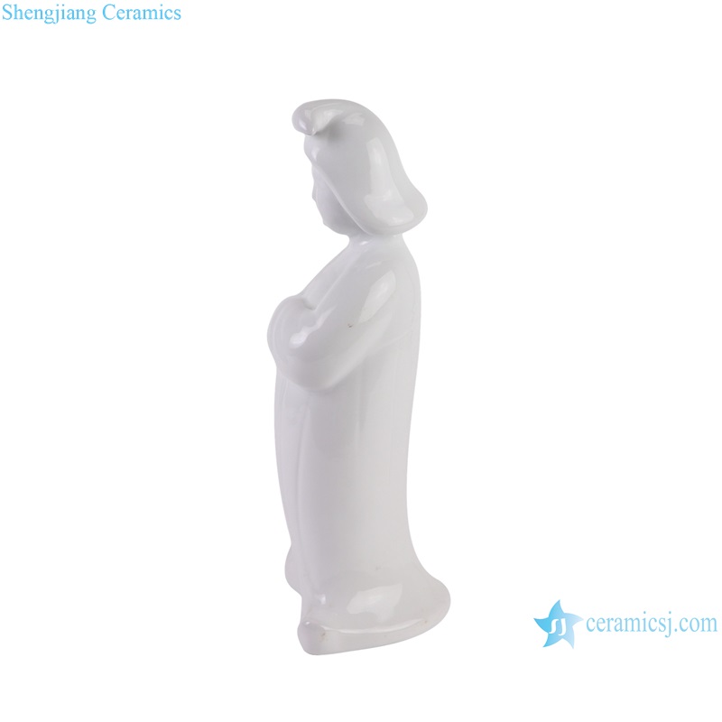 RZKP01 White Traditional Lady Porcelain Figurine Statues Sculpture-side view