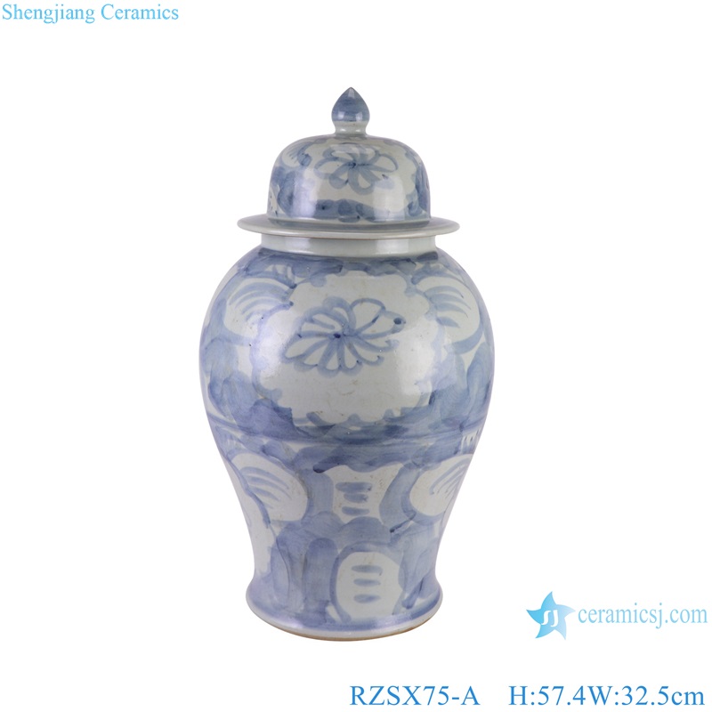 Jingdezhen Antique Porcelain Sunflower Pattern Lidded Ginger Jars Ceramic Pot 