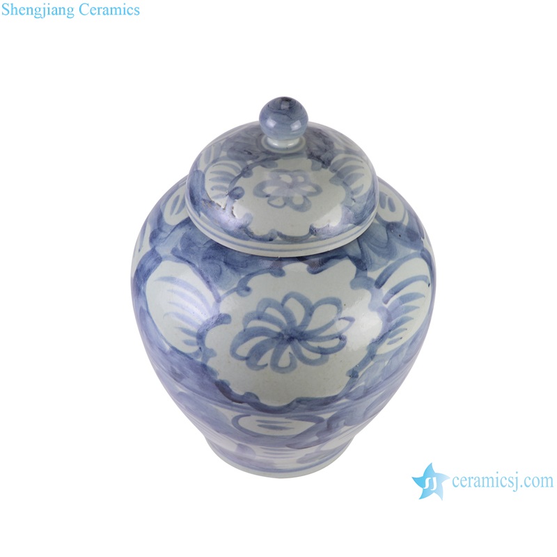 RZSX77-A Large Belly Ceramic Big Pot Sunflower Pattern Porcelain Temple Jars Lidded