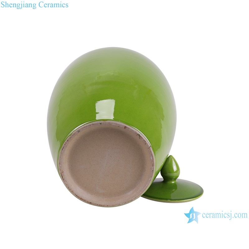 RYDB59-A Jingdezhen color glazed green wax gourd shape porcelain jar--bottom view