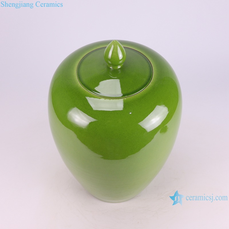 RYDB59-A Jingdezhen color glazed green wax gourd shape porcelain jar--vertical view