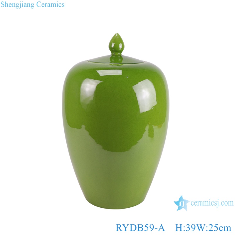 RYDB59-A Jingdezhen color glazed green wax gourd shape porcelain jar