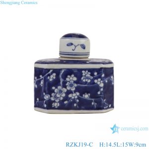 RZKJ19-C cheap blue and white ice plum eight sides rectangular small tea pot