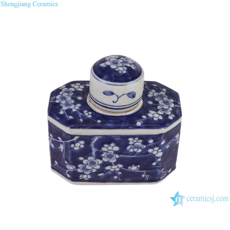 cheap blue and white ice plum eight sides rectangular small tea pot