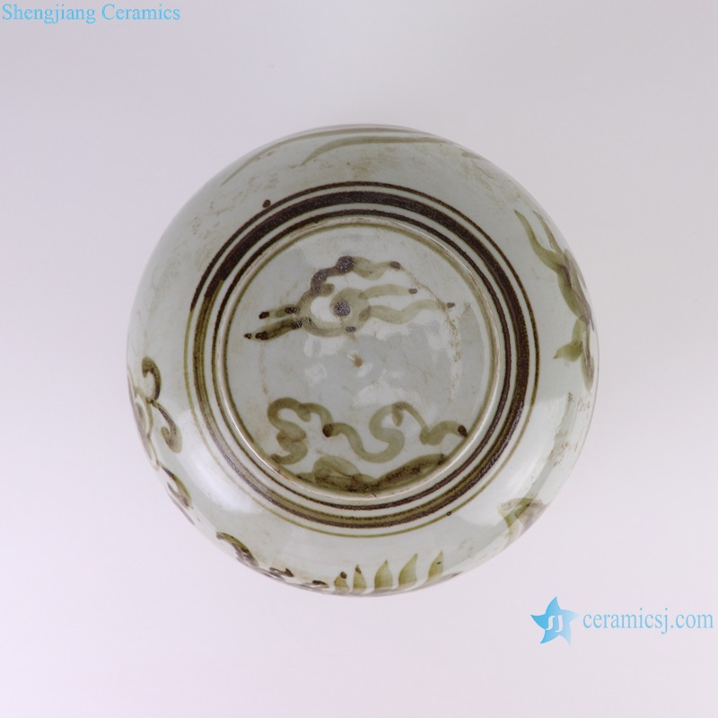 RZSX74-A Antique Hongwu underglaze red Dragon Pattern Ceramic Tea Canisters Lidded Pot - top view