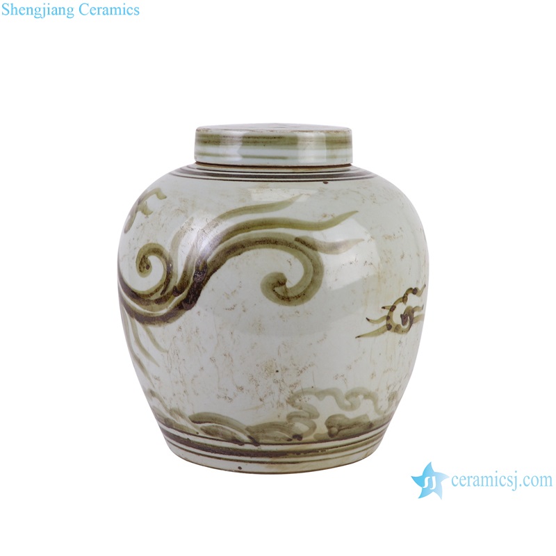 RZSX74-A Antique Hongwu underglaze red Dragon Pattern Ceramic Tea Canisters Lidded Pot