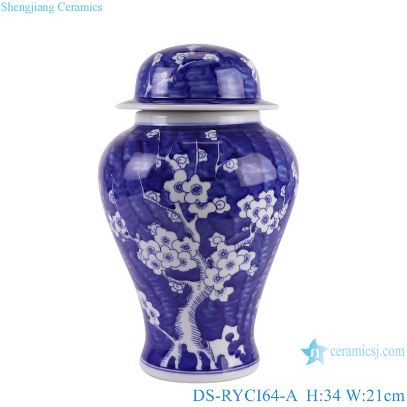 DS-RYCI64-A Dark Blue Glazed Ice Plum Pattern Porcelain jars Ceramic Lamp Base