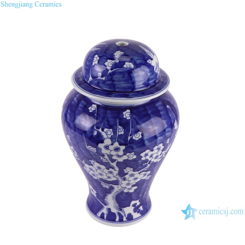Dark Blue Glazed Ice Plum Pattern Porcelain jars Ceramic Lamp Base--vertical view