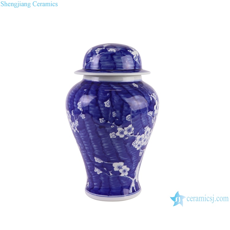 Dark Blue Glazed Ice Plum Pattern Porcelain jars Ceramic Lamp Base--side view