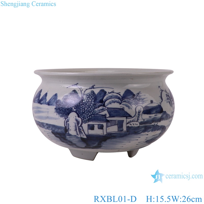 RXBL01-D Blue and White Porcelain Landscape pattern Ceramic three legg incense burner
