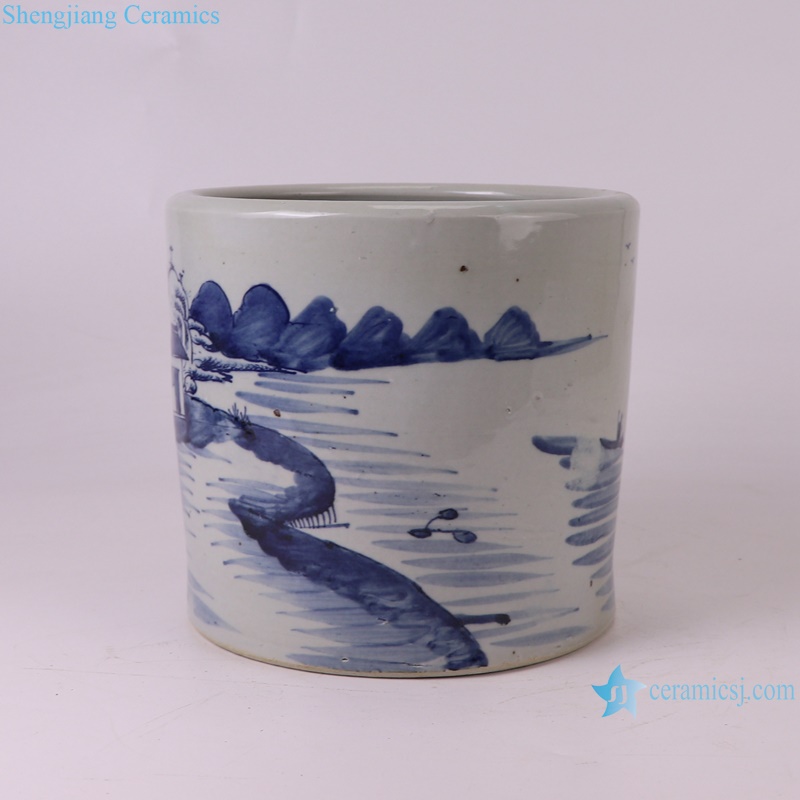 RXBL02 Jingdezhen Porcelain Blue and white Landscape pattern ceramic vase pen holder--side view