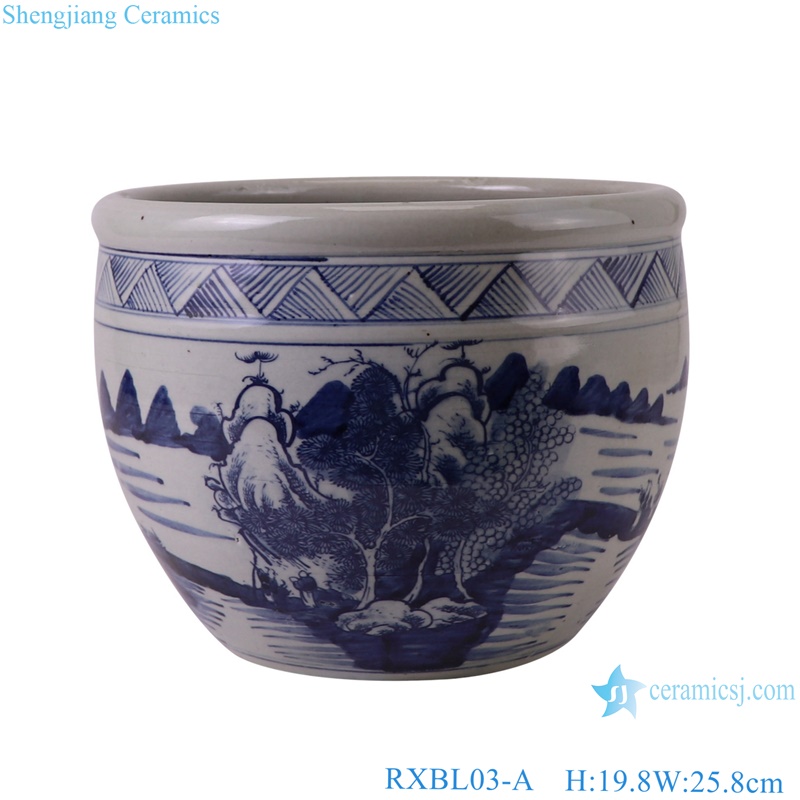 RXBL03-A Blue and White porcelain Landscape pattern Small Ceramic Flower pot