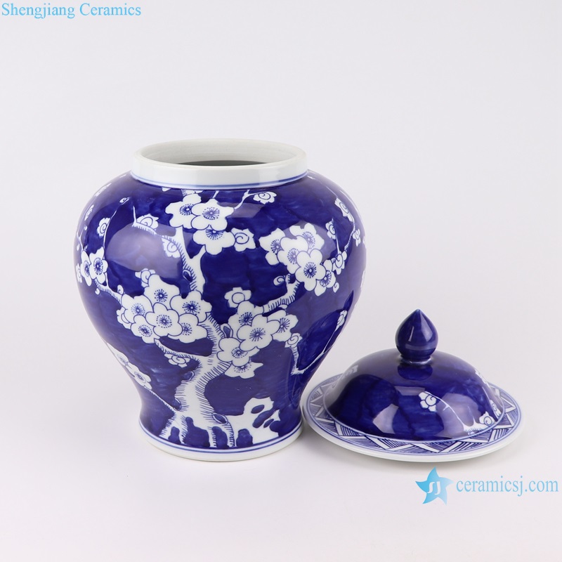 RYCI65-A Ice Plum Blossom Ceramic Storage Pot Blue and White Porcelain Lidded Jars