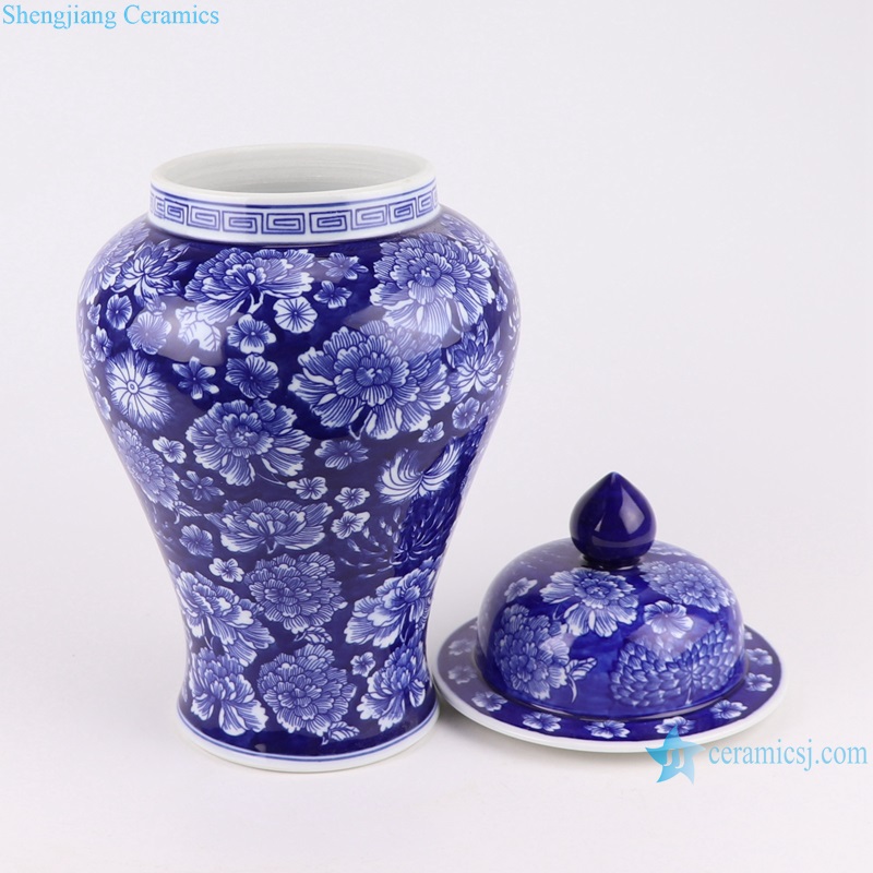 RYCI66-A-B Jingdezhen Dark Blue Porcelain Round shape Storage Pot Jars--off lid