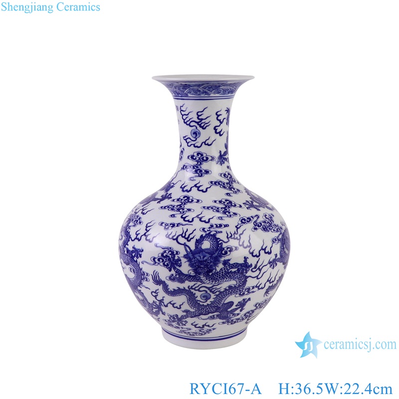 RYCI67-A Blue and White Porcelain Dragon Pattern ceramic decorative tabletop vase