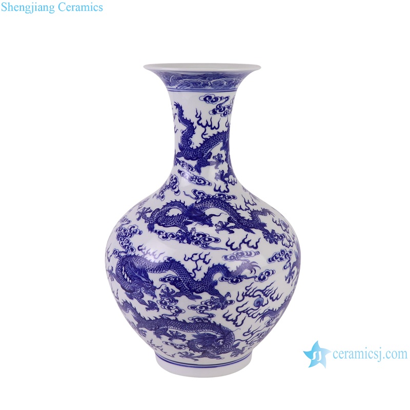 RYCI67-A Blue and White Porcelain Dragon Pattern ceramic decorative tabletop vase