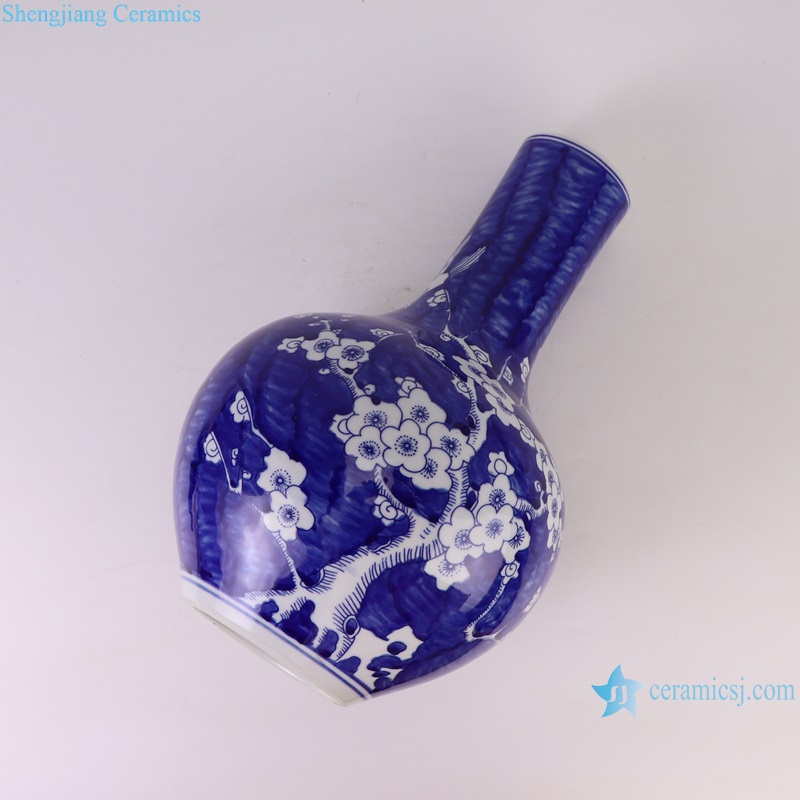 RYCI68-A blue and white Porcelain Dark blue glazed Ice plum Ceramic globular Vase