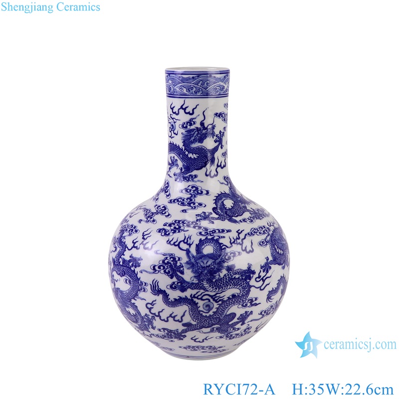 RYCI72-A-B Jingdezhen ceramic decorative vase underglazed red full flowers, Dragon pattern