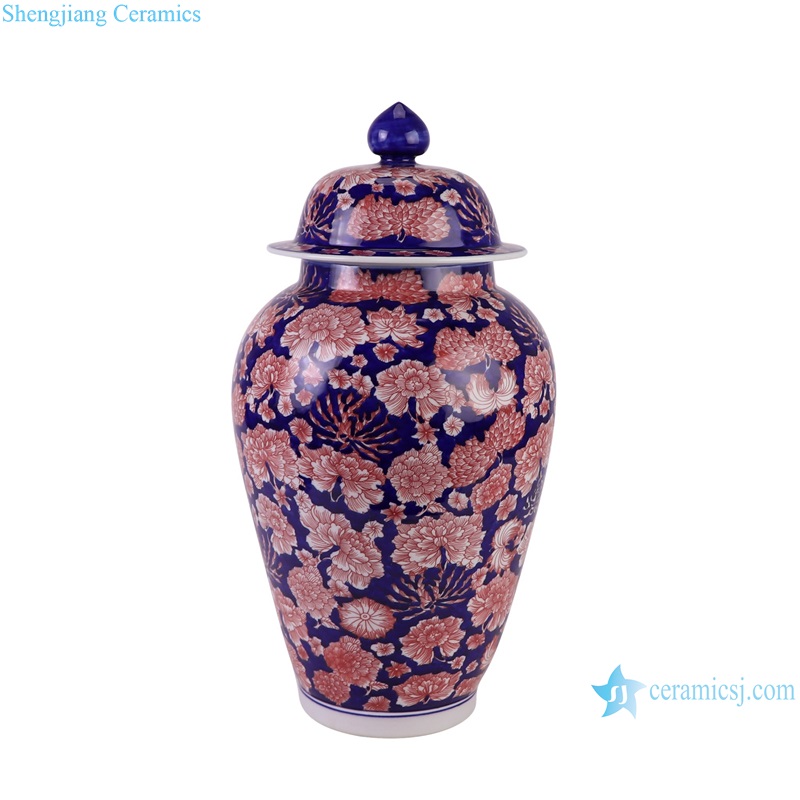 RYCI74-A Jingdezhen Porcelain underglazed red full flower pattern ceramic Jars large pot