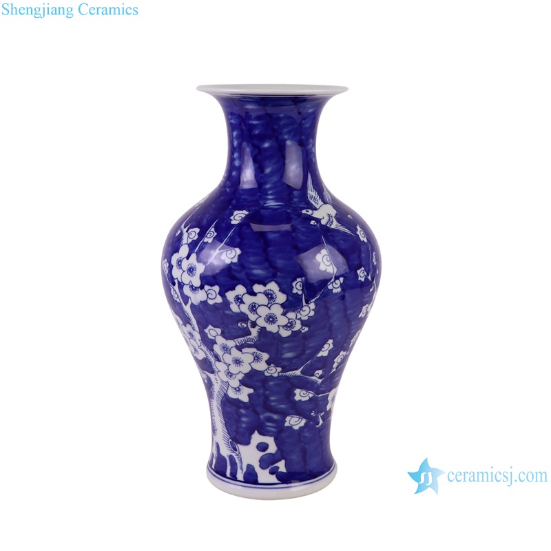 RYCI75-A Dark blue glazed Porcelain Ice plum Fishtail Ceramic Vase
