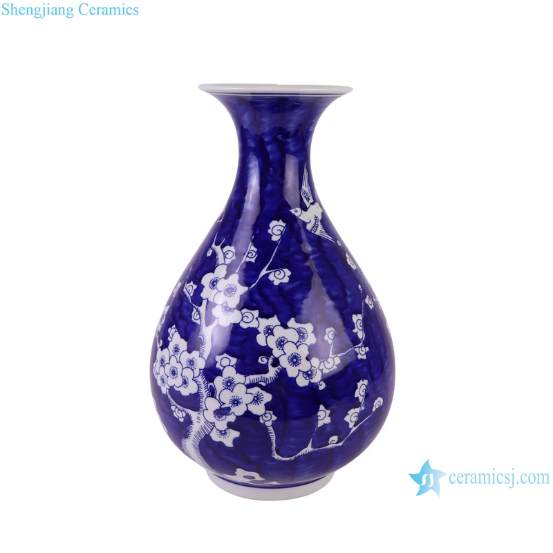 RYCI77-A Ice plum Dark blue glazed Okho spring bottle Ceramic Tabletop Vase