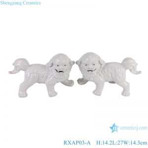 RZAP03-A White Porcelain Pug-Dog a Pair Table Ornament
