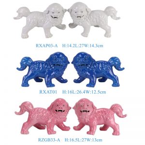 RXAP03-A-RXAT01-RZGB33-A-RXAT10-A Pair Porcelain Pug-Dog for home decoration Yellow, white, blue, pink color