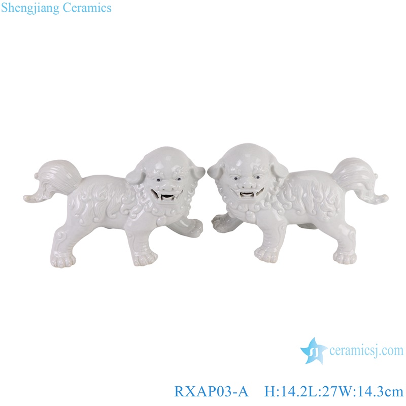 White Porcelain Pug-Dog a Pair Table Ornament
