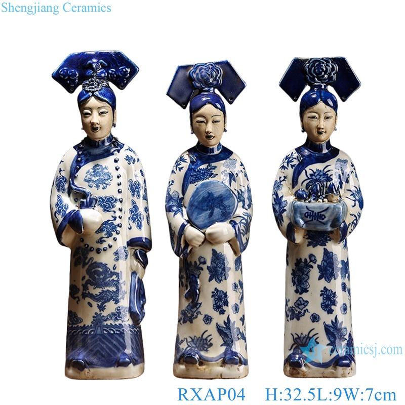 RXAP04 Traditional Antique Queen Ceramic Sculpture Porcelain figures statue set of three