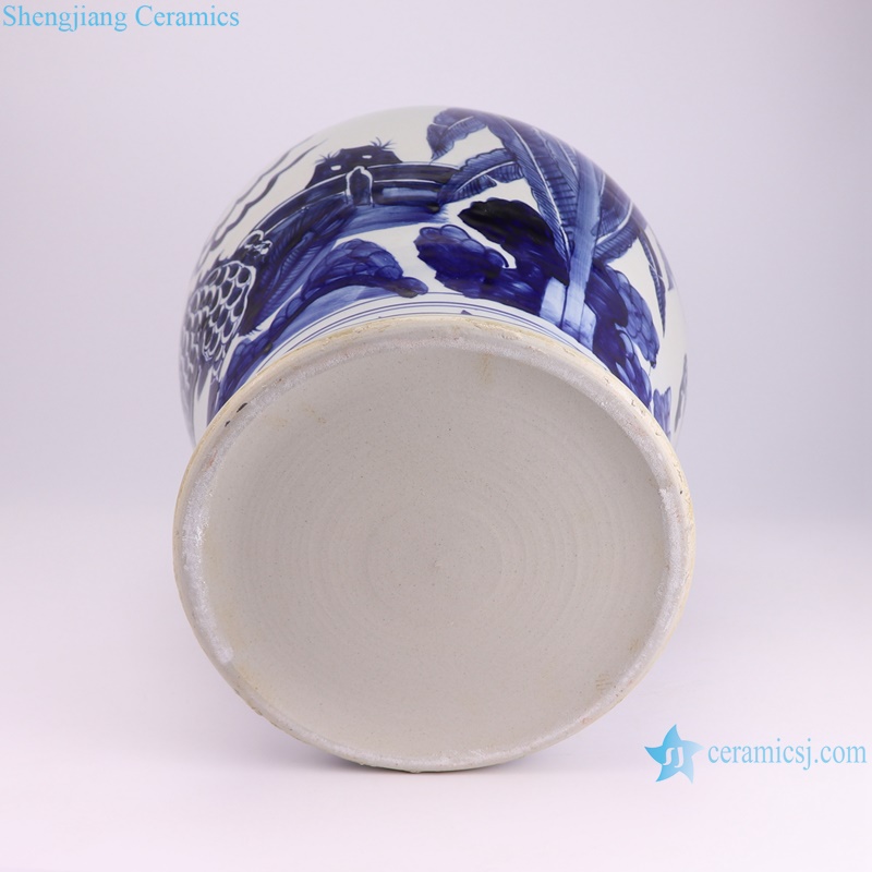 RXBM01-A Antique Porcelain Chinese Kylin Hand painted Unicorn Ceramic Flower Pot--bottom view
