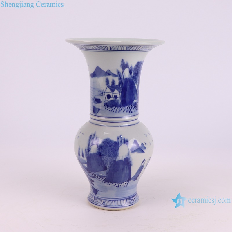 RXBN04 blue and white landscape and figure pattern porcelain vase for home decoration