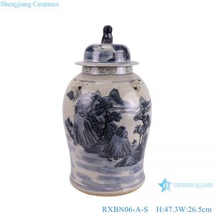 RXBN06-A-S high quality hand painted blue and white antique landscape pattern porcelain ginger jar