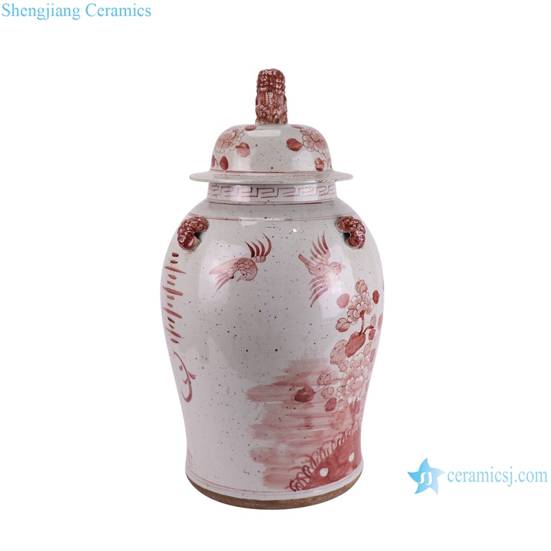 RXBN06-D-L-S high quality hand painted antique underglazed red flower and birds pattern big and small sizes porcelain ginger jar