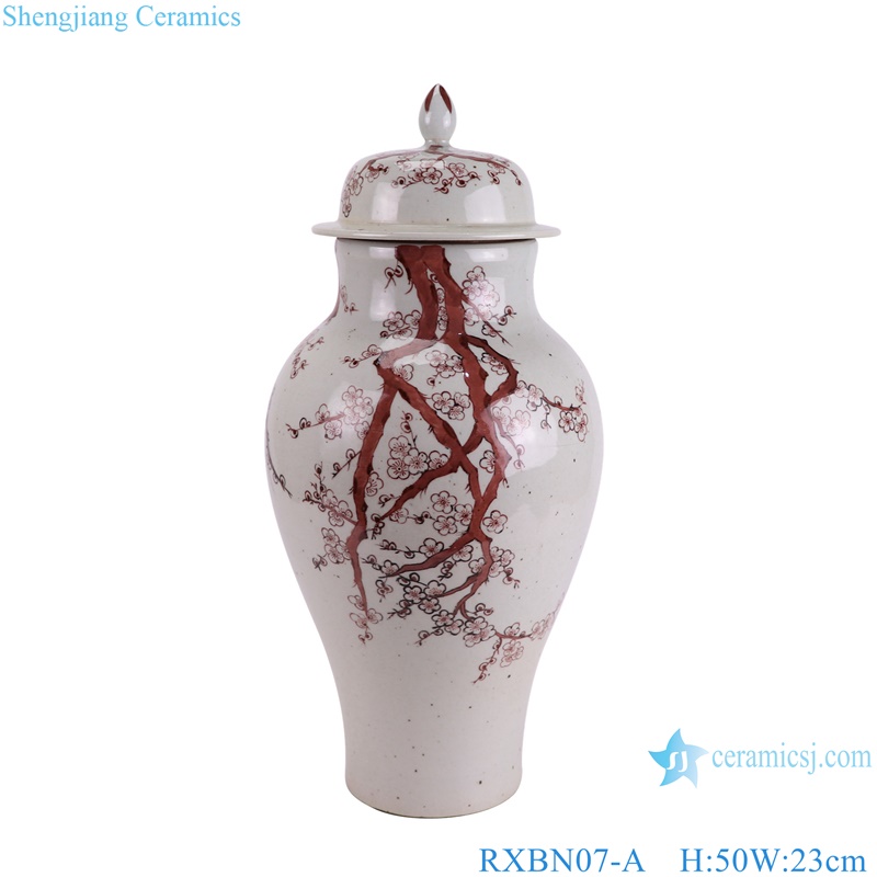 RXBN07-A new beautiful unique underglazed red blossom flower pattern big size porcelain jar