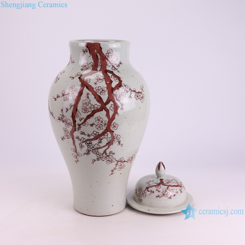 RXBN07-A new beautiful unique underglazed red blossom flower pattern big size porcelain jar