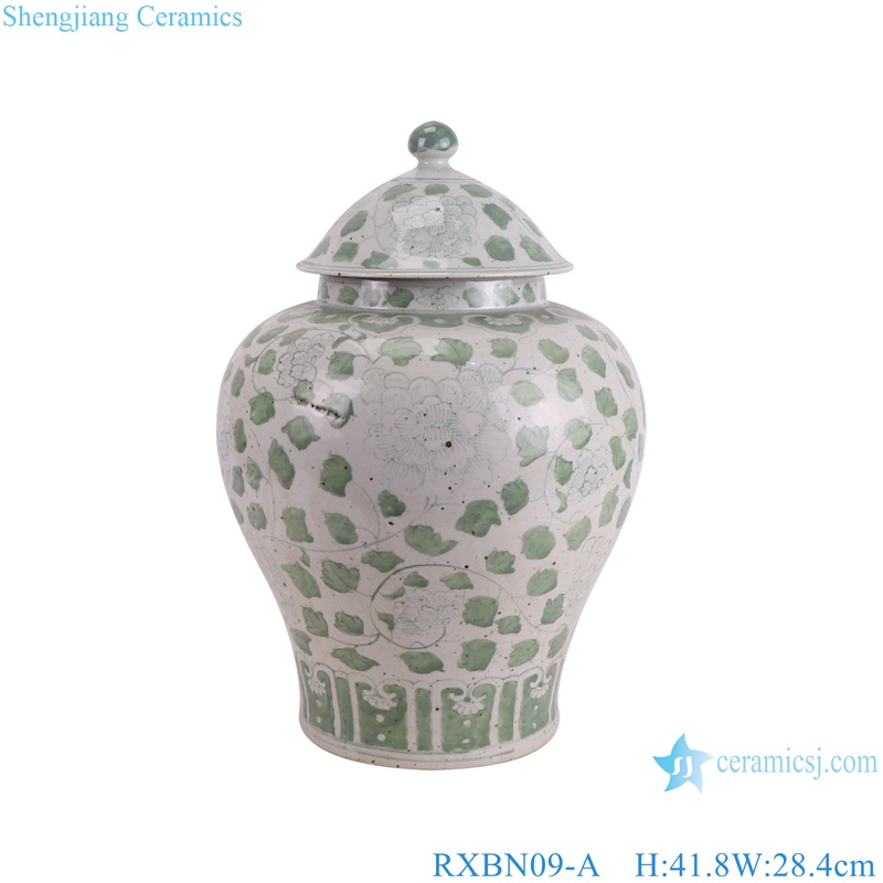 RXBN09-A-B new beautiful unique underglazed green twisted branch pattern medium size porcelain jar