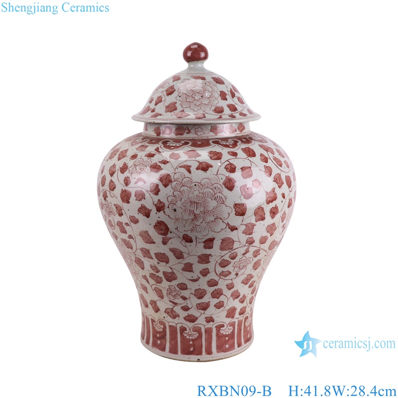 RXBN09-A-B new beautiful unique underglazed red twisted branch pattern medium size porcelain jar