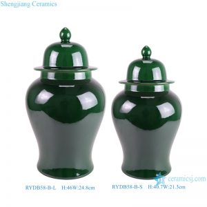 RYDB58-B-L-S Shiny Dark Green color Glazed Porcelain Jars Flower Vase