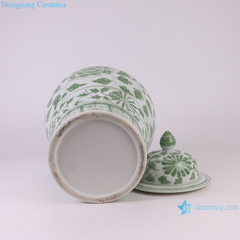 RYNQ277 new beautiful green flower pattern medium size porcelain jar