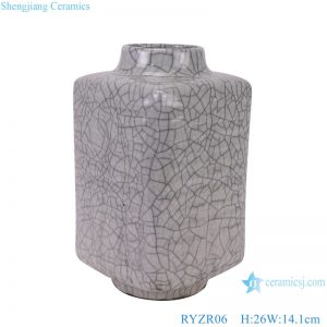 RYZR06 Antique Crack Design glazed square Shape Ceramic Flower Vase