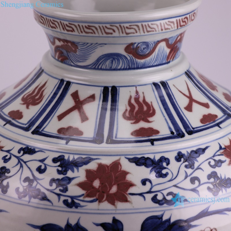 RZKR54 Home decoration Underglazed Red Twisted flower pattern Ceramic Flower Pot Vase