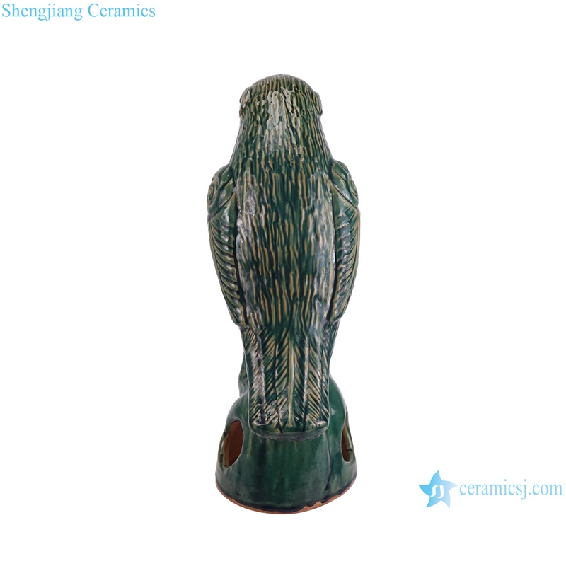 RZKR57-L-S Dark Green color Home decoration Statues Animal hawk eagle Ceramic sculpture --back view