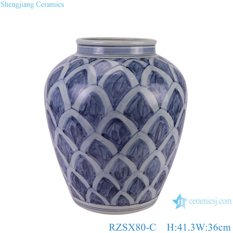 RZSX80-C Lotus Flower petal pattern Blue and White Porcelain Flower Vase Ceramic Pot