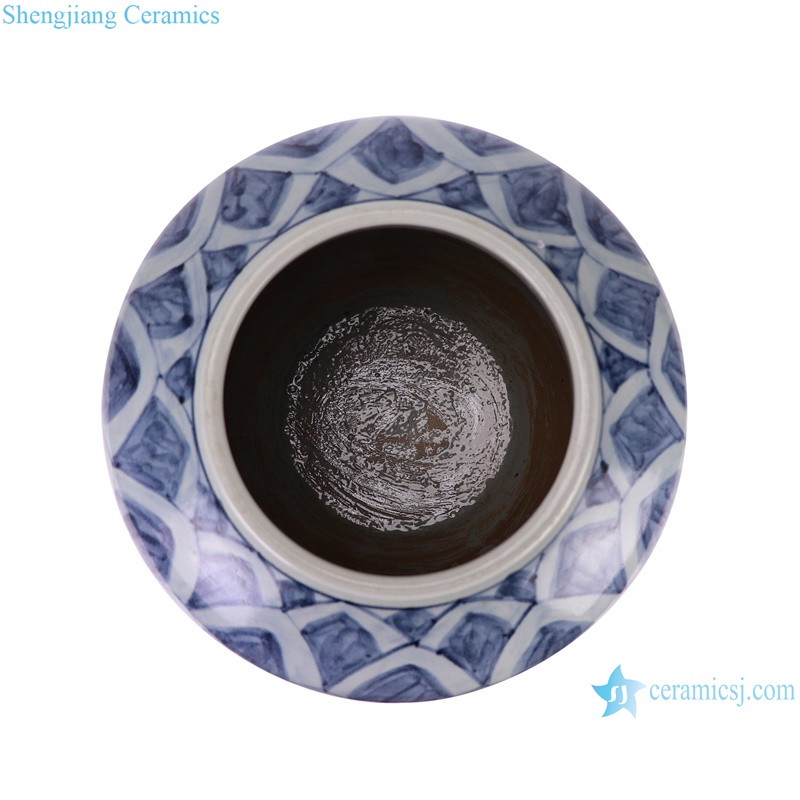 RZSX80-C Lotus Flower petal pattern Blue and White Porcelain Flower Vase Ceramic Pot--top view