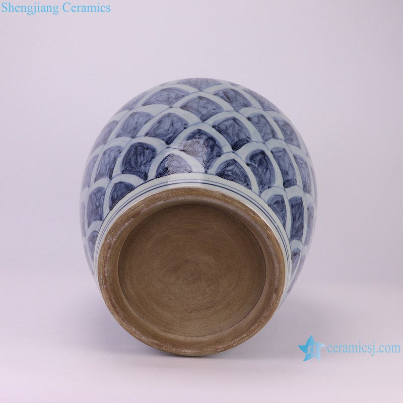 RZSX80-C Lotus Flower petal pattern Blue and White Porcelain Flower Vase Ceramic Pot--bottom view