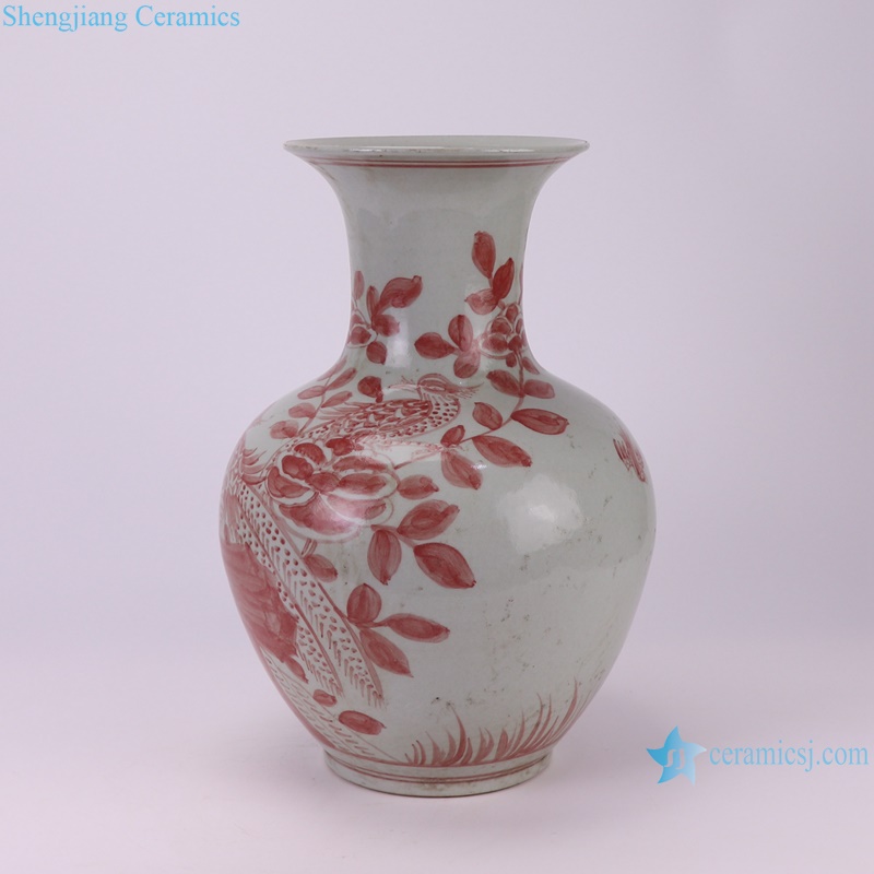 RZSX86-A Underglazed red Flowers and Birds decorative Ceramic Flower Vase--flower and bird pattern