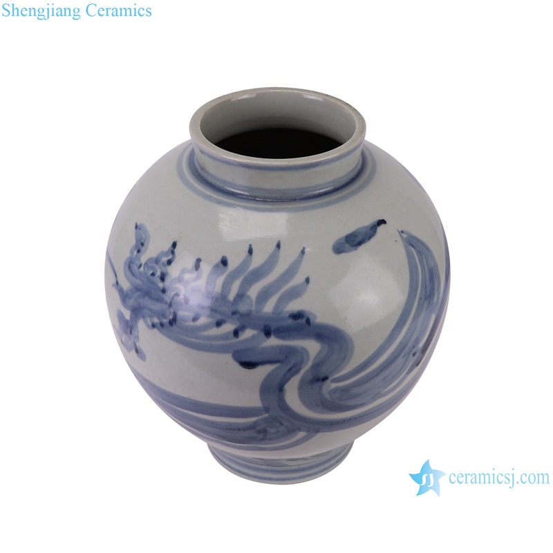 RZSX87-A Blue and white Dragon Pattern Ceramic Pot Flower vase-- vertical view