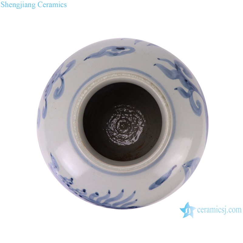 RZSX87-A Blue and white Dragon Pattern Ceramic Pot Flower vase-- top view
