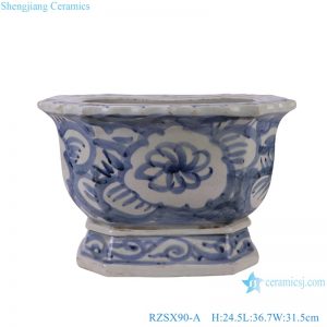 RZSX90-A Antique Design Sunflower pattern Octagonal shape Ceramic flower pot