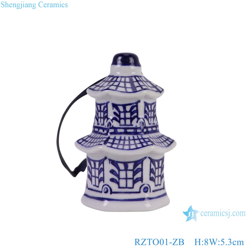 RZTO01-ZB blue and white Towel shape ceramic hanging ornament